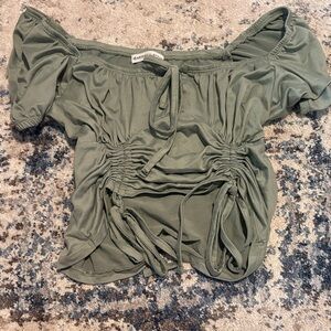 Elegant Olive Off-Shoulder Crop Top